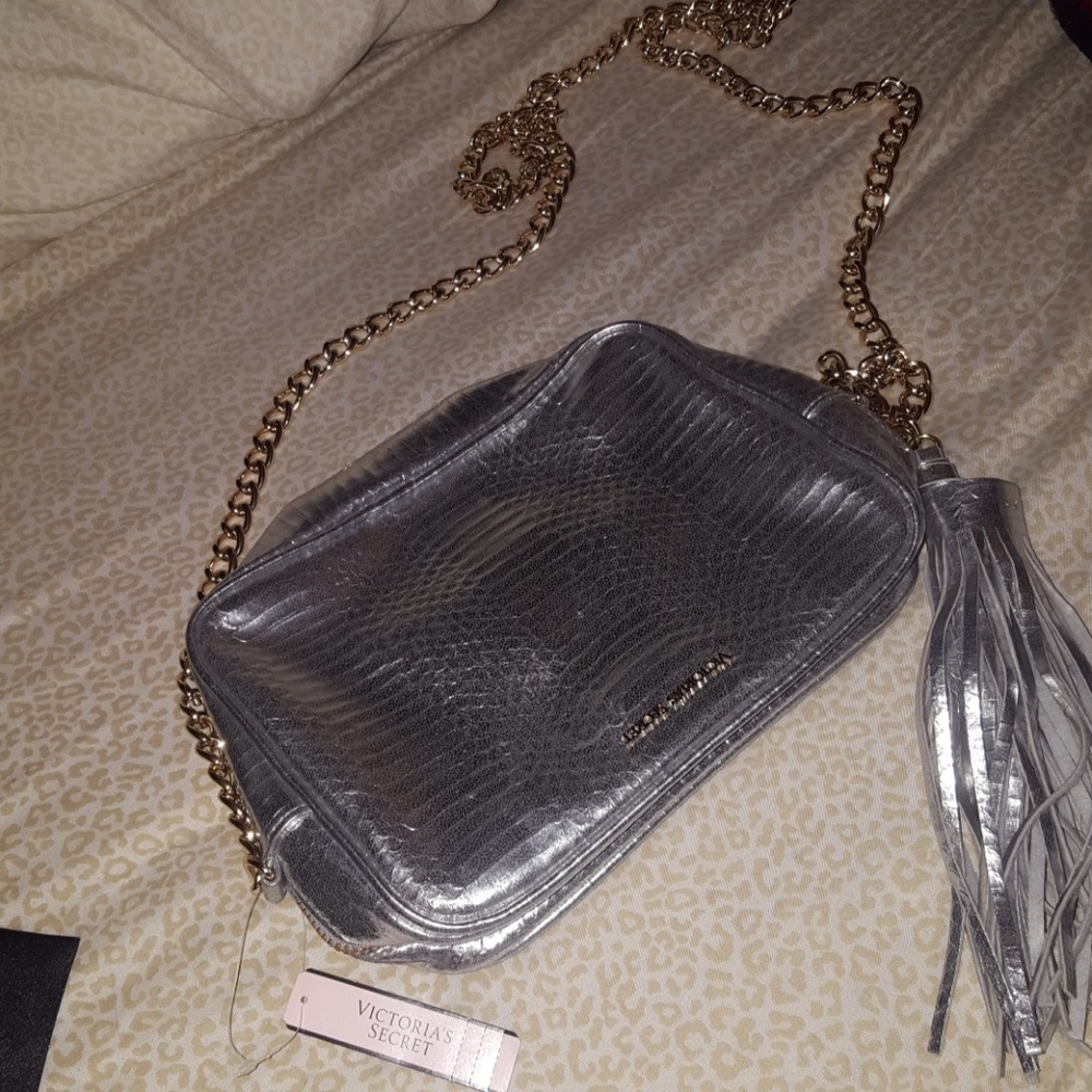 New w tag VS silver bag w tassel gold chain strap